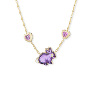 Small Bunny Pendant with Amethyst and Sapphire Hearts
