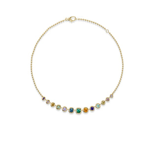 One-of-a-Kind Half-Pillow Necklace with Multi-Colored Gemstones