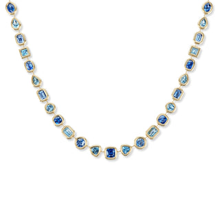 One-of-a-Kind Pillow Necklace with Aquamarine and Sapphires