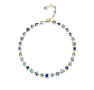 One-of-a-Kind Pillow Necklace with Aquamarine and Sapphires