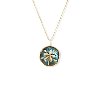 Small Sand Dollar Pendant with Carved Labradorite