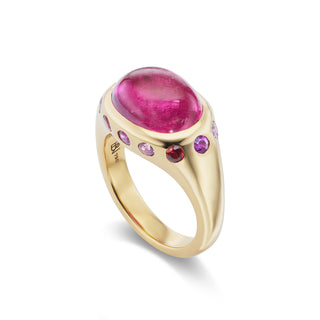 One-of-a-Kind Crown Ring with Rubellite and Ombre Pink Stones