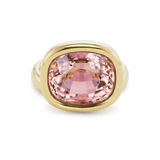 One-of-a-Kind Off-Set Pillow Ring with Cushion Blush Pink Tourmaline