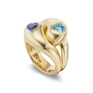 Copy of Knot Ring with 2 Small Heart Birthstones