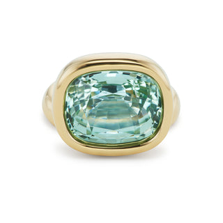 One-of-a-Kind Off-Set Pillow Ring with Cushion Mint Tourmaline