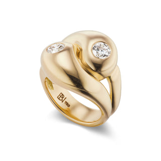 Knot Ring with 2 Diamond Rounds - SIZE 4