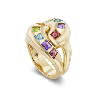 Knot Ring with Multi-Colored Square Gemstones