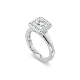 One-of-a-Kind Platinum Pillow Ring with Princess-Cut Diamond