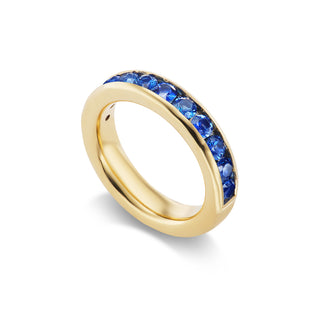 Half-Channel Tube Band with Round Blue Sapphires