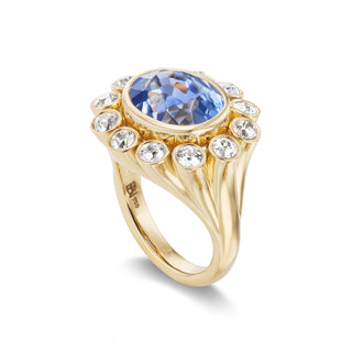 One-of-a-Kind Wildflower Ring with Light Blue Sapphire Oval Center