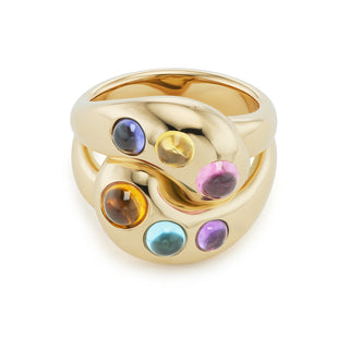 Knot Ring with Rainbow Cabochons