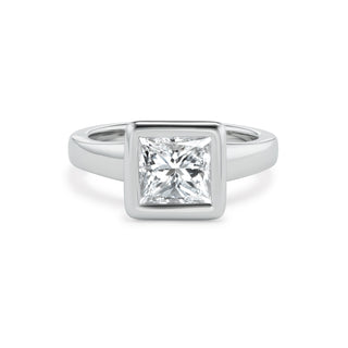 One-of-a-Kind Platinum Pillow Ring with Princess-Cut Diamond