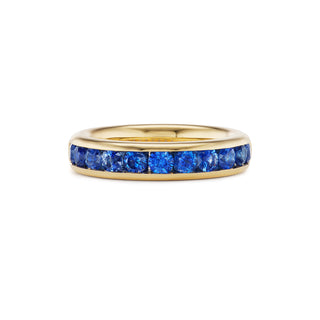 Half-Channel Tube Band with Round Blue Sapphires