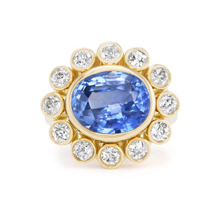 One-of-a-Kind Wildflower Ring with Light Blue Sapphire Oval Center