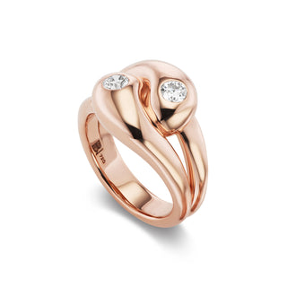 Mini Rose Gold Knot Ring with Diamond Rounds - SIZE 4