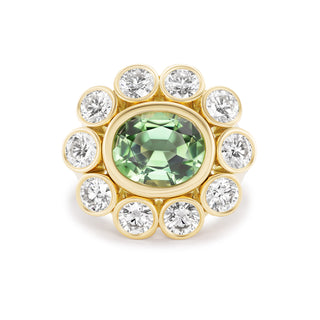 One-of-a-Kind Wildflower Ring with Chrome Tourmaline and Diamond Petals