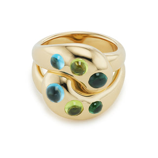 Knot Ring with Blue-Green Cabochons
