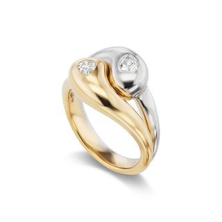 Mini Two-Tone Knot Ring with Diamond Pears