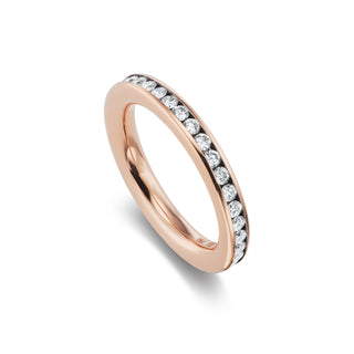 Rose Gold Tube Channel-Set Band with Diamond Rounds : 1.8mm Stones