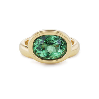 One-of-a-Kind Off-Set Pillow Ring with Oval Green Tourmaline