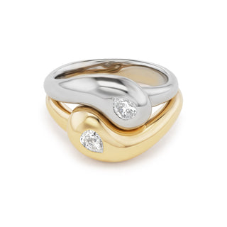 Mini Two-Tone Knot Ring with Diamond Pears