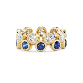 Pillow Band with Blue Sapphire and Diamond Rounds