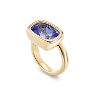 One-of-a-Kind Off-Set Pillow Ring with Cushion Tanzanite