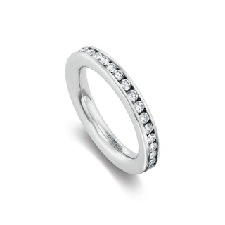 Platinum Tube Channel-Set Band with Diamond Rounds : 1.8mm Stones
