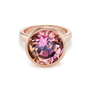 One-of-a-Kind Pillow Ring with Round Bicolor Pink Tourmaline
