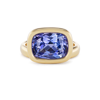 One-of-a-Kind Off-Set Pillow Ring with Cushion Tanzanite