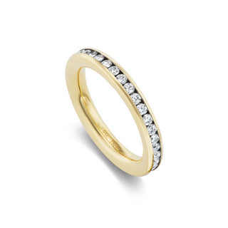 Yellow Gold Tube Channel-Set Band with Diamond Rounds : 1.8mm Stones