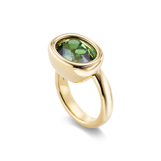 One-of-a-Kind Off-Set Pillow Ring with Oval Green Tourmaline