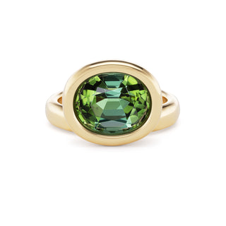 One-of-a-Kind Off-Set Pillow Ring with Oval Green Tourmaline