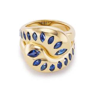 Knot Ring with Mixed-Sized Marquise Blue Sapphires