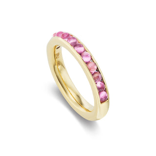 Half-Channel Band with Semi-Precious Cabochons - Pink Tourmaline