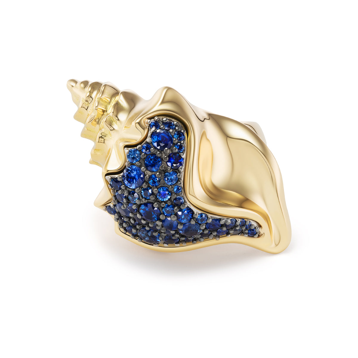 Counch Shell Ring Conch Shell Ring with Blue Sapphire Pave – Brent Neale
