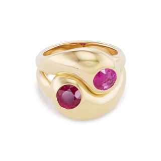 Knot Ring with 2 Round Birthstones