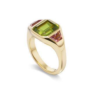 One-of-a-Kind BNS Ring with Green Tourmaline and Pink Tourmaline Sides