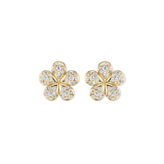 Mini Petal Flower Studs with Multi-Colored Pears