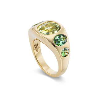 One-of-a-Kind Five-Stone BNS Ring with Cushion Light Green Tourmaline