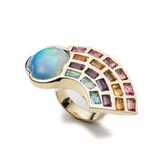 Medium Rainbow Ring with Moonstone
