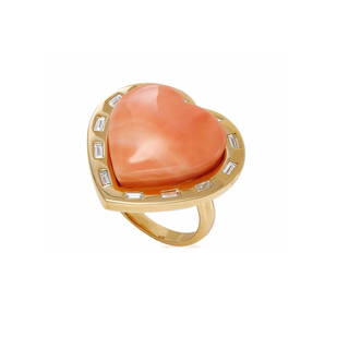 Large Puff Heart Ring with Diamonds
