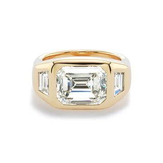 One-of-a-Kind BNS Ring with East-West Emerald-Cut Diamond and Trapezoid Sides