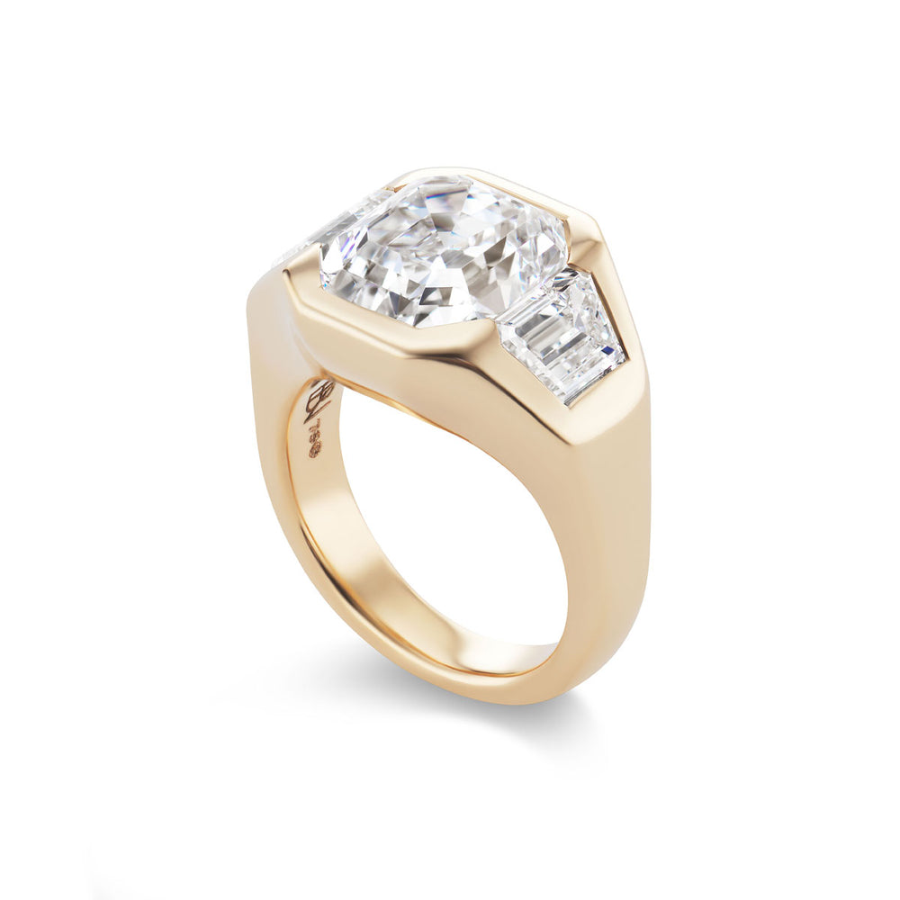 One-of-a-Kind BNS Ring with Asscher Diamond Center and Trapezoid Sides ...