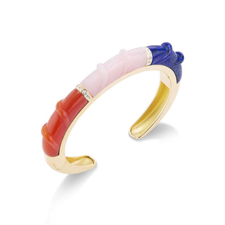 Stone Friendship Cuff with Carnelian, Pink Opal, and Lapis