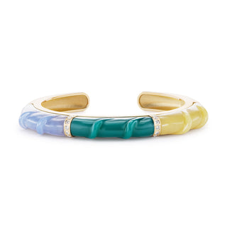 Stone Friendship Cuff with Blue Chalcedony, Green Agate, and Yellow Chalcedony