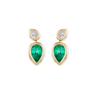 One-of-a-Kind Pillow Drop Earrings with Emerald and Diamond Pears