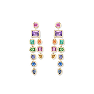 One-of-a-Kind Pillow Drop Earrings with Rainbow Stones