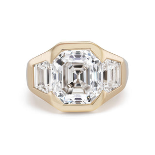 One-of-a-Kind BNS Ring with Emerald-cut Diamond Center and Trapezoid Sides