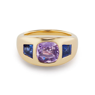One-of-a-Kind BNS Ring with Purple Sapphire and Blue Sapphire Sides